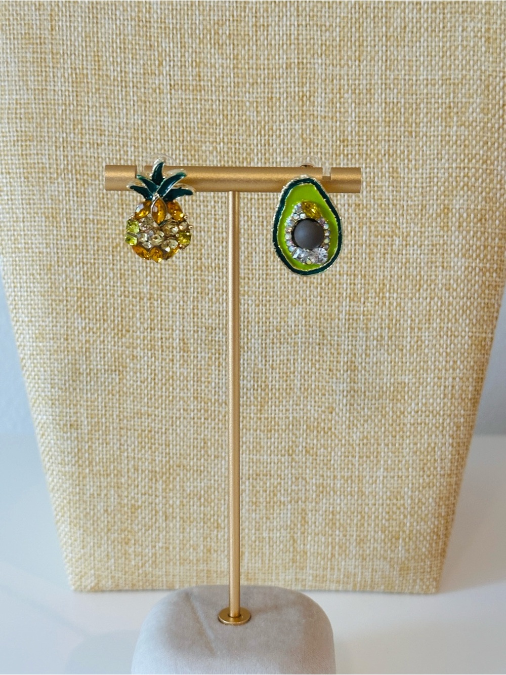 Fashion Jewelry Yellow Pineapple & Green Avocado Mismatched Drop Earrings